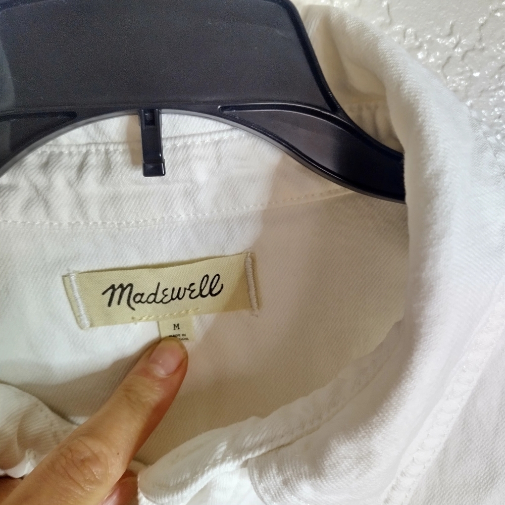 Madewell White Denim Oversized Fit Chore Jacket Sz M - Picture 6 of 9